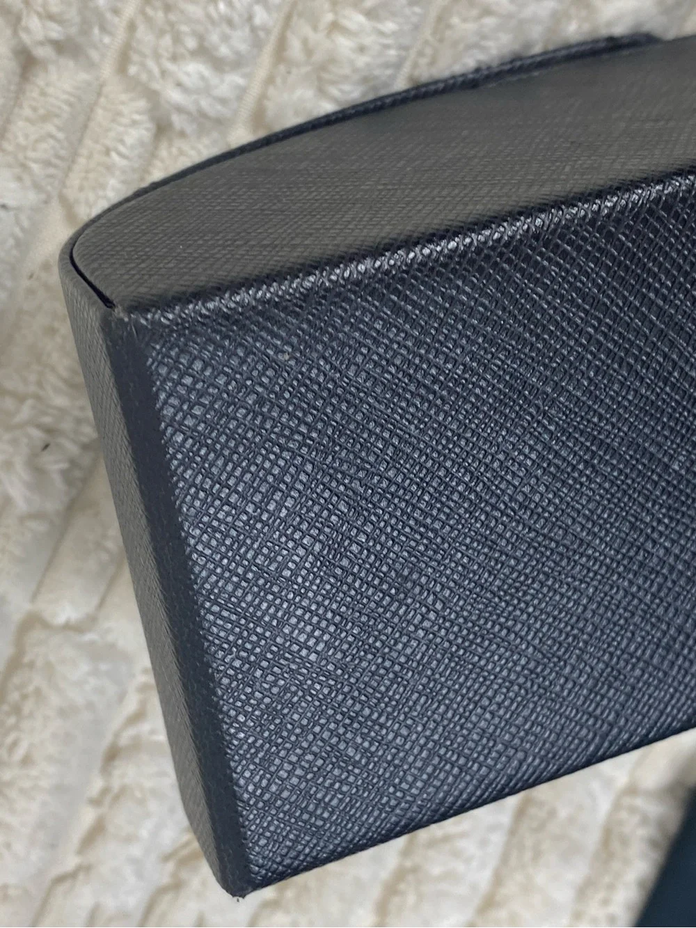 PRADA Authentic Black Textured Hard Sunglasses Case & Microfiber Cleaning Cloth